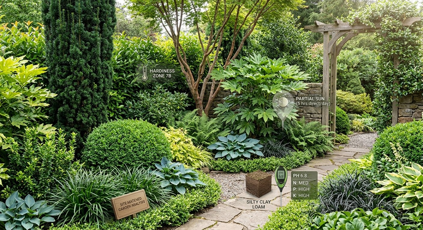Garden analysed for hardiness zone, sun exposure and soil pH