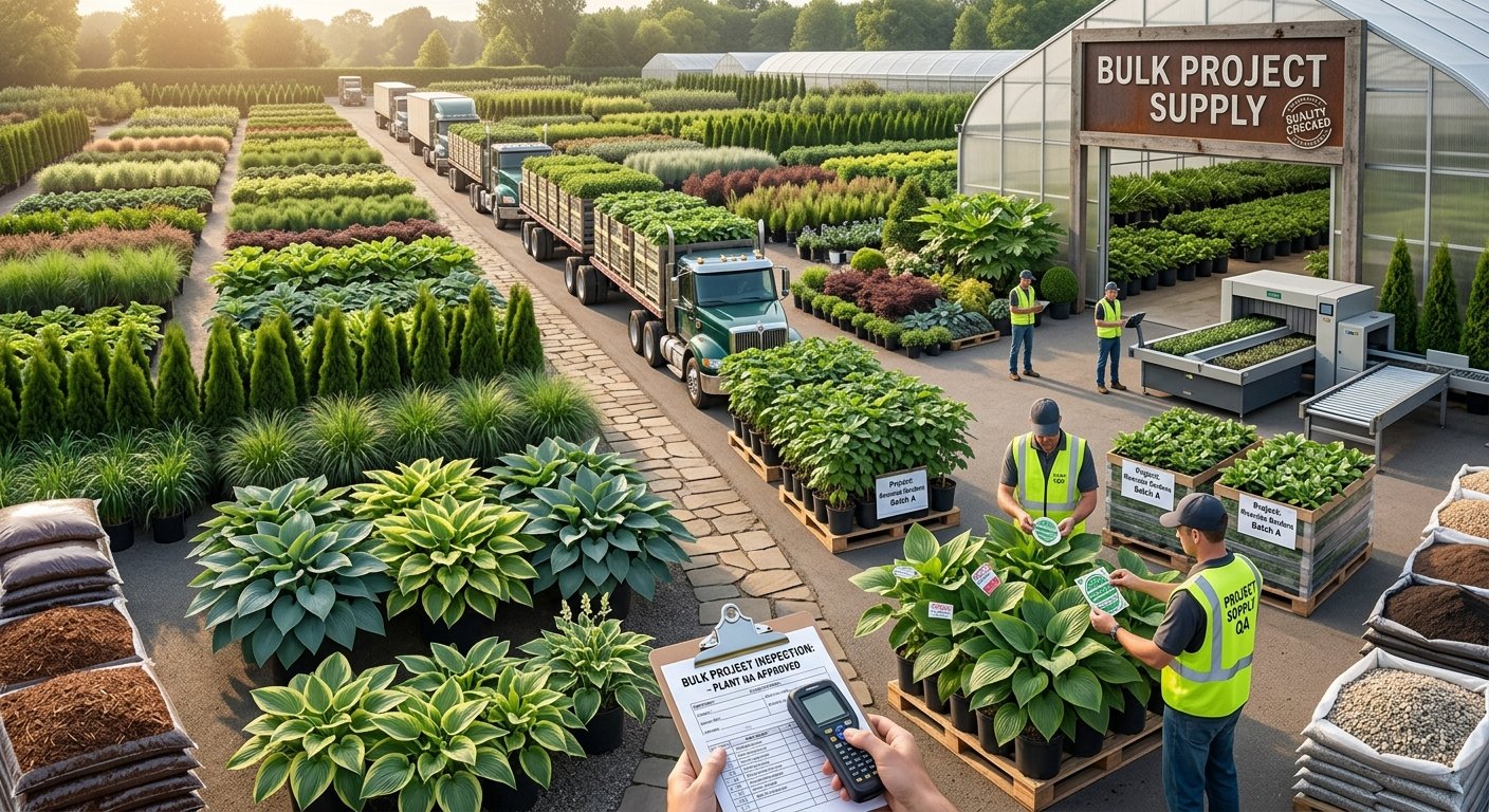 Bulk plant stock being quality-checked for a project